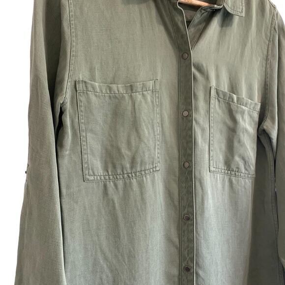 Rails Karlie Long Sleeve Utility Button Down Collared Shirt Dress Olive Green XS - Picture 5 of 11